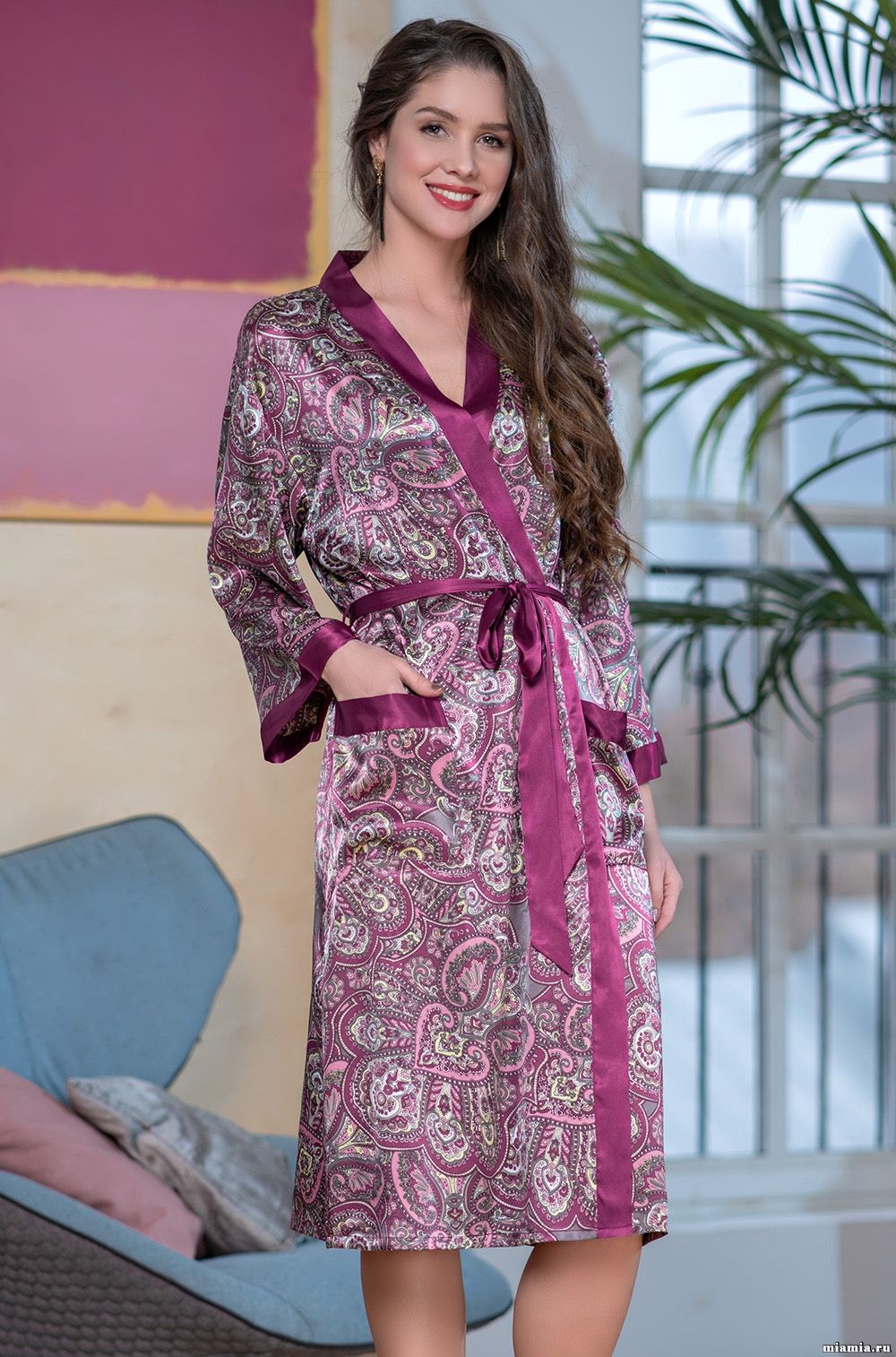 Satin Long Dressing Gown Adel 9409
